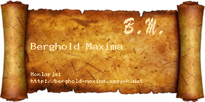 Berghold Maxima névjegykártya